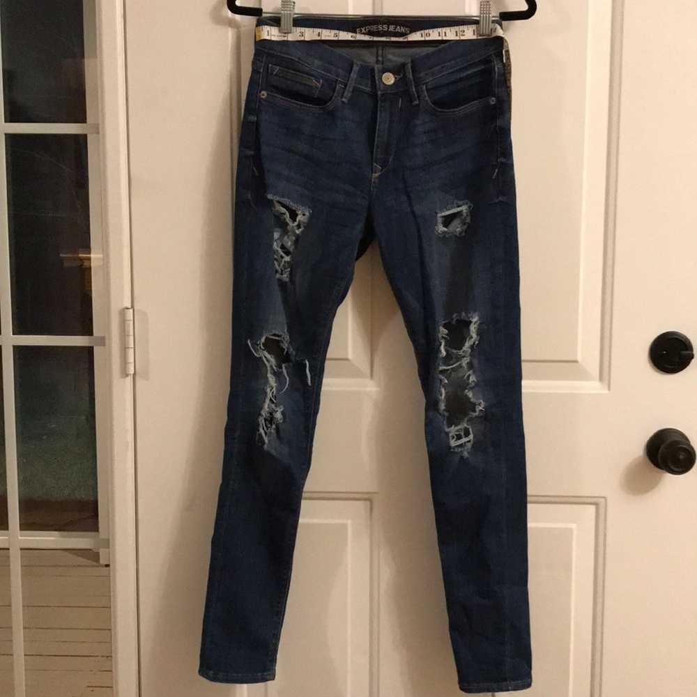 Express ripped dark wash jeans